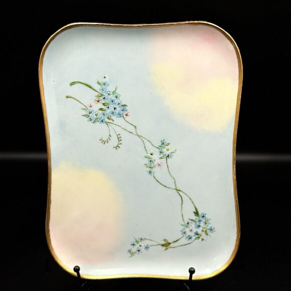 Antique French Limoges Hand Painted Vanity Tray Signed Authentic Limoges - Picture 5 of 10